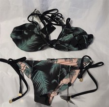 NWT Wildfox S Reversible Halter Triangle Bikini Swim Top  Bottom Bamboo 131237