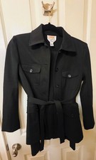 Talbots Petite 2 Black Stretch Blazer Skirt Suit Set Belted 2-Piece Career