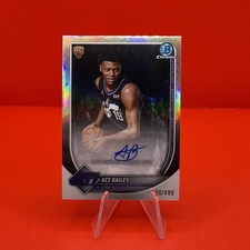 2025 Bowman Basketball Ace Bailey RC Chrome Refractor Auto #BCA-AB /499 💎GRADE