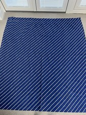 Blue Curtains With White Stripe Design