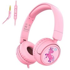 Kids Headphones with Cord for School, 85/94dB Volume Limit Headphones V6-Pink