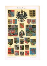 COATS OF ARMS  of GERMANY and German States & Cities  1914  Original Antique
