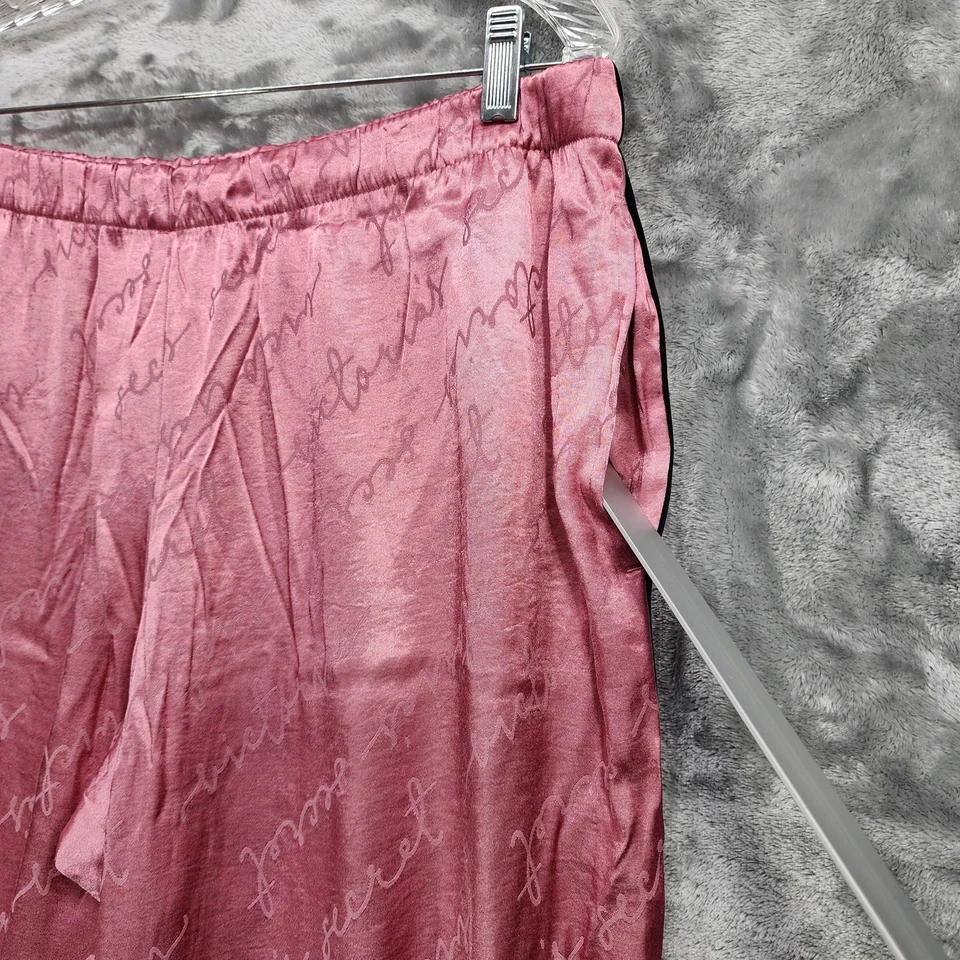 Pantalones de pijama Victoria's Secret para mujer XL rosa negro a rayas laterales satinado salón Foto 3 de 4