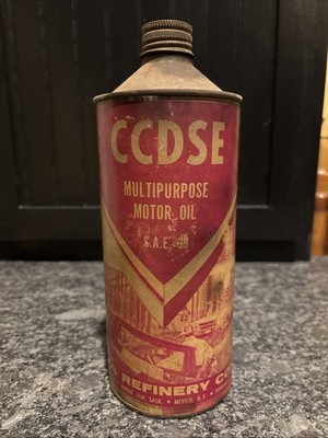Texas Refinery Corp CCDSE Motor Oil 1 Quart Metal Cone Top Adv. Can Paper Label