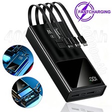 66W 40000mAh Power Bank PD20W External Portable Battery LCD Fast Charging 4Cable