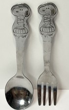 Danara Peanuts Snoopy Woodstock Stainless Childs Fork Spoon Set 1958, 1965