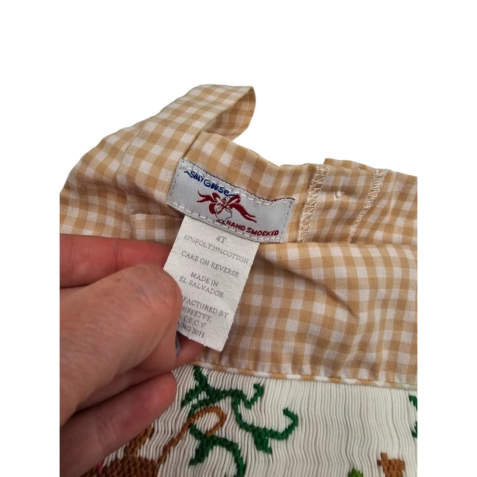 Camiseta sin mangas Silly Goose Boutique niño pequeño 4T calada a mano mono cupcake guinga Foto 4 de 4