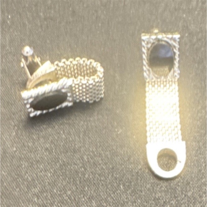 Silver Mesh Rectangular Men's Cufflinks - image 1