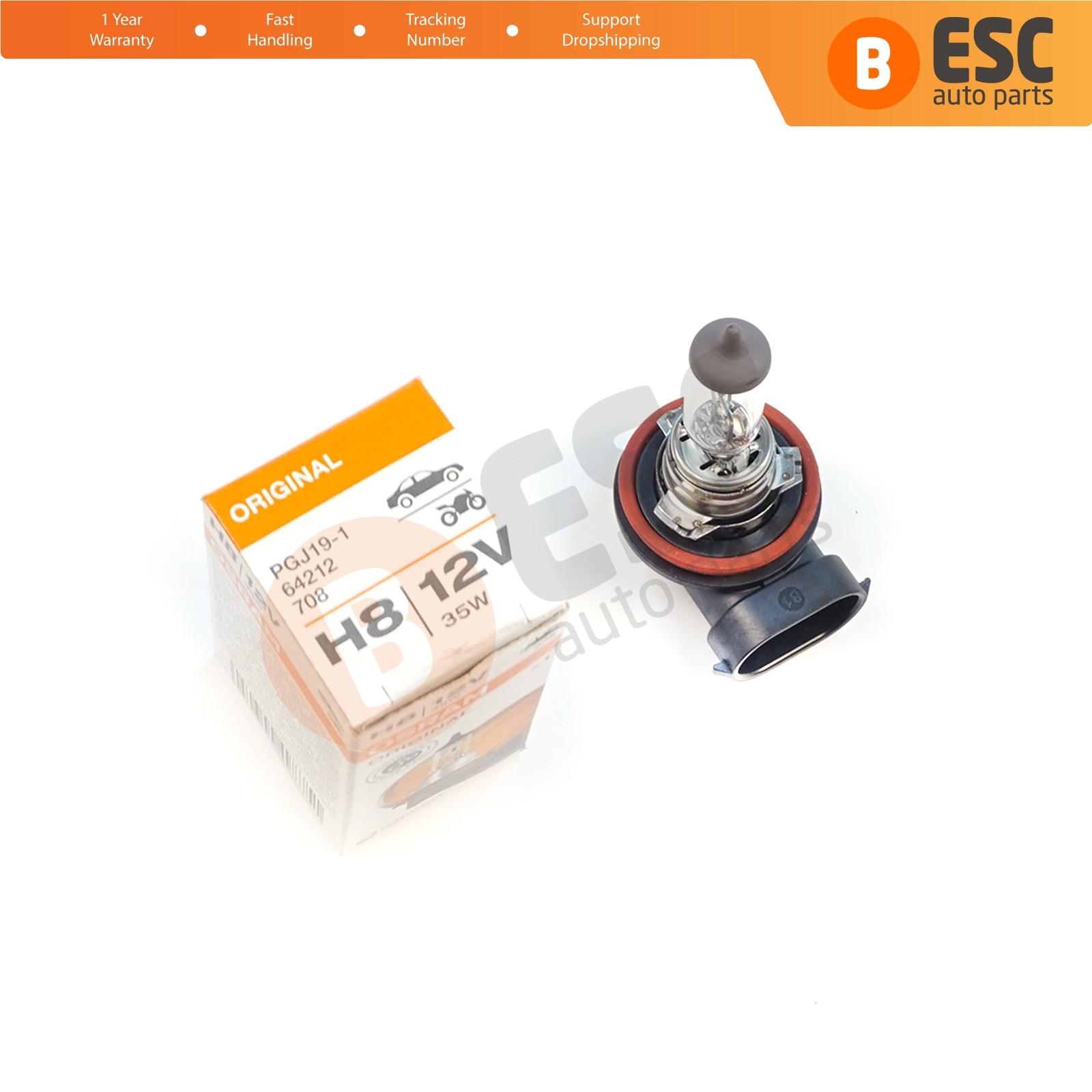 OSRAM 64212 H8 12V 35W PGJ19-1 Halogen Bulb for Headlight Fog Lamp High Beam