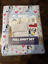 Bluey Bingo Hearts 100 Cotton Full Sheet Set 4 pieces NEW