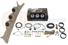 GlowShift 1999-2007 Ford Super Duty Power Stroke Tan Triple Gauge Package with 