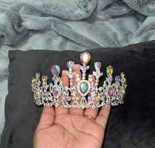 Silver with AB Rhinestone Crystal Beauty Queen Tiara Used ONCE Great condition