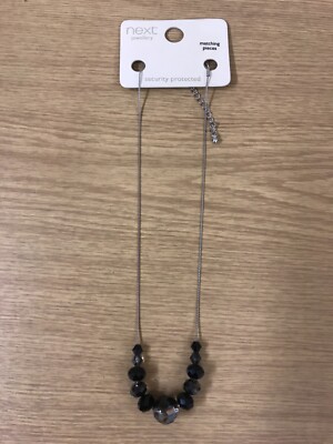 NEXT Necklace Black & Clear Faceted Graduated Glass Beads