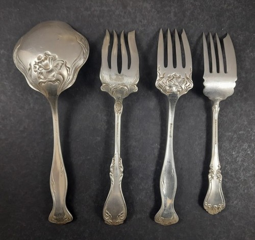 Jugendstil Besteck Konvolut 4tlg. Gabeln, Löffel, Versilbert um 1910 - Bild 2 von 6