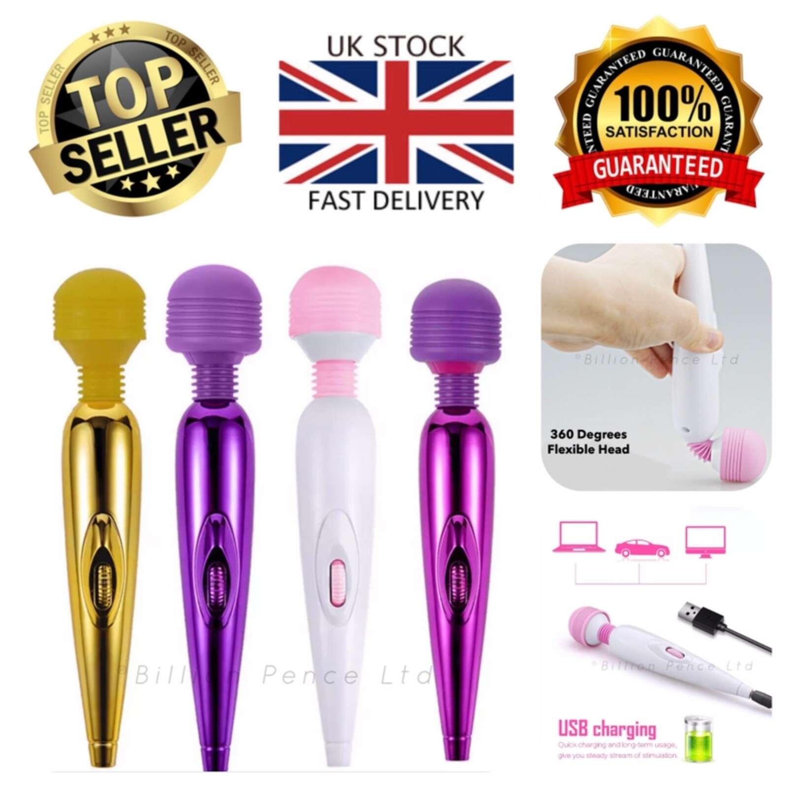 Mini Travel Magic Massage Wand Full Body Massager USB Rechargeable Waterproof UK eBay