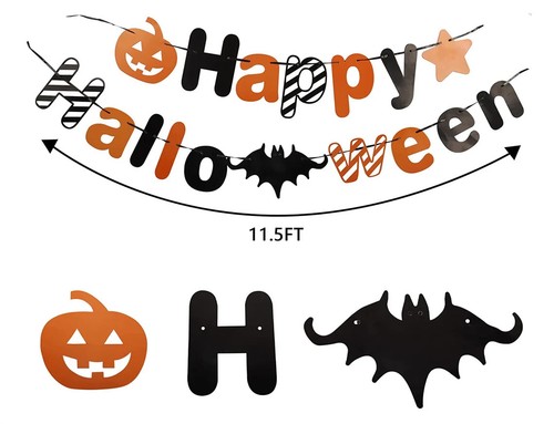 Happy Halloween Party Banner. Decoration.Reusable bunting. - Picture 13 of 26