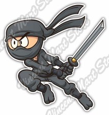 Ninja Cartoon Warrior Samurai Kids Gift Car Bumper Vinyl Sticker Decal 4"X5"