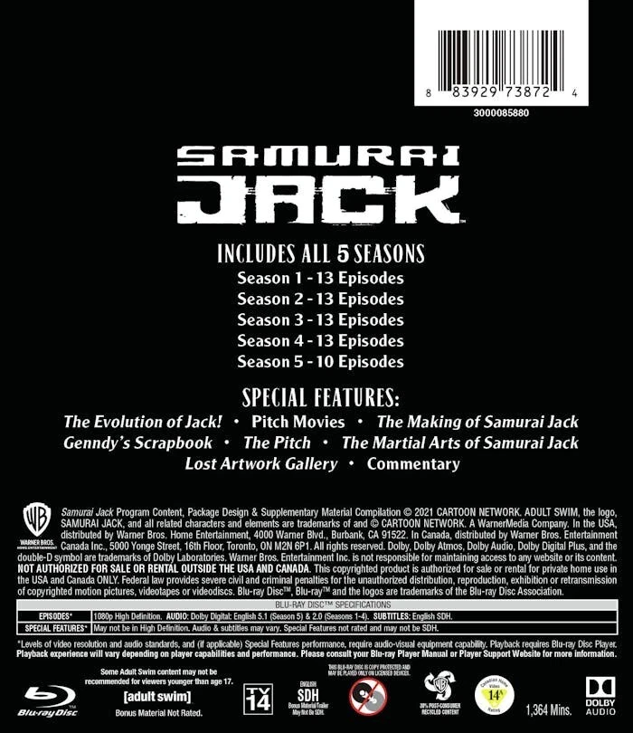 Samurai Jack: The Complete Collection Seasons 1-5 (Series) New/Sealed | Blu-ray - Image 2 of 2
