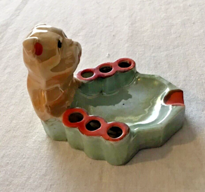 Vintage Dog Cigarette Holder Coffee Table Ashtray. Lustre Glaze Made In  Japan