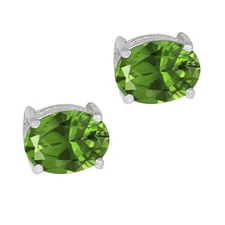 East-West Oval Peridot Gemstone 925 Sterling Silver Tiny Dainty Earrings