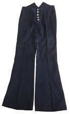 Vintage Retro Bell Bottom Blue Cords with Buttons NEW Old Tags Still There 