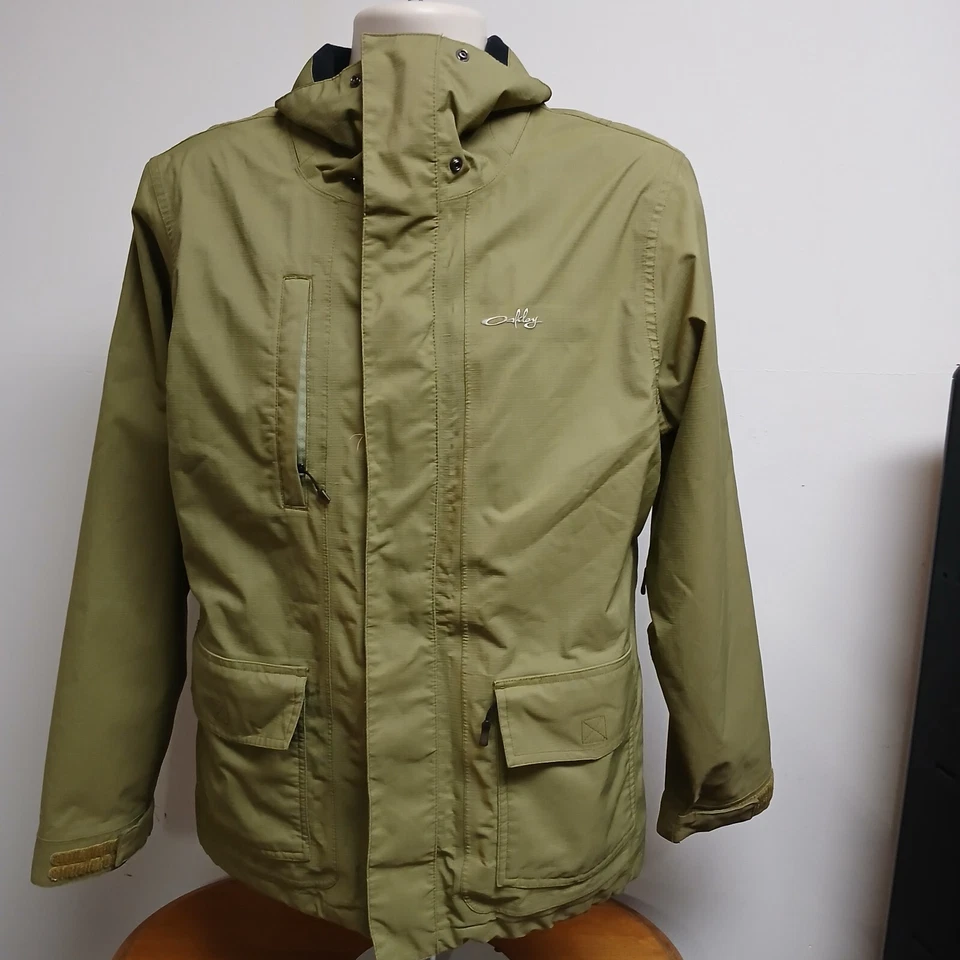 Oakley Ski Jacket Size Medium Y2k Baggy Fit Zip Out Fleece Liner Olive Green  - Image 4 of 4