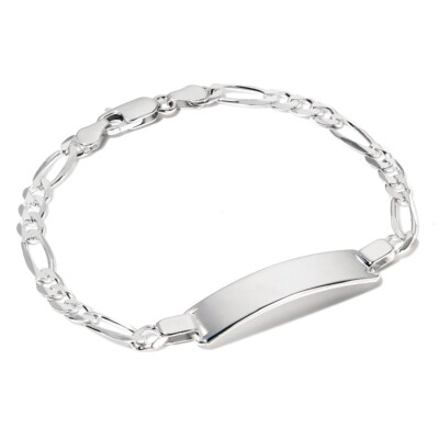 STERLINGSILBER DAMEN IDENTITÄT ARMBAND FIGARO PANZERKETTE GLIEDERKETTE AUSWEIS KOSTENLOSE GRAVUR
