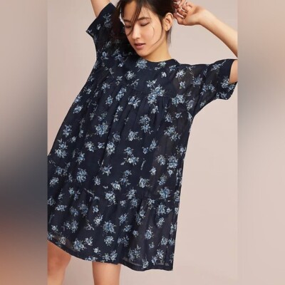 NEW Current/Elliott Floral Swing Dress Anthropologie small 100% cotton