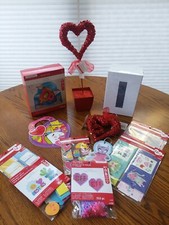 Valentine Lot Crafts Party Stickers Cards Red Heart Decorations White Box Beads