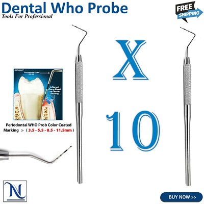X10 Dental Who Probe With Ball Tip Periodontal Diagnostic Pocket Measurements