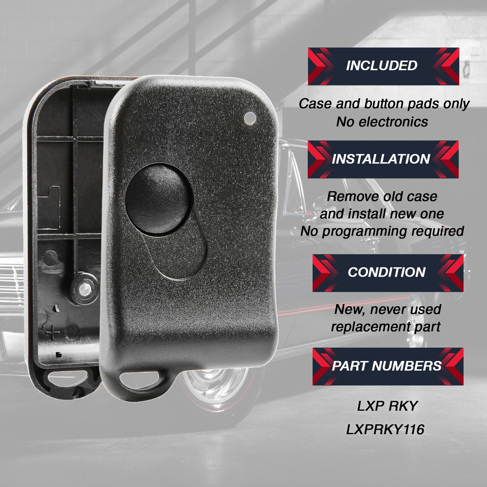2 Key Fob Remote Shell Case Replacement for Ferrari 348 355 Black LXP ...