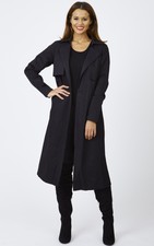 New Cherry Koko Longline Mac Coat Jacket Trench Style Tie Waist Belted Outerwear