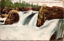 Vintage 1910's Postcard Great Kettle Falls Columbia River Eastern Washington
