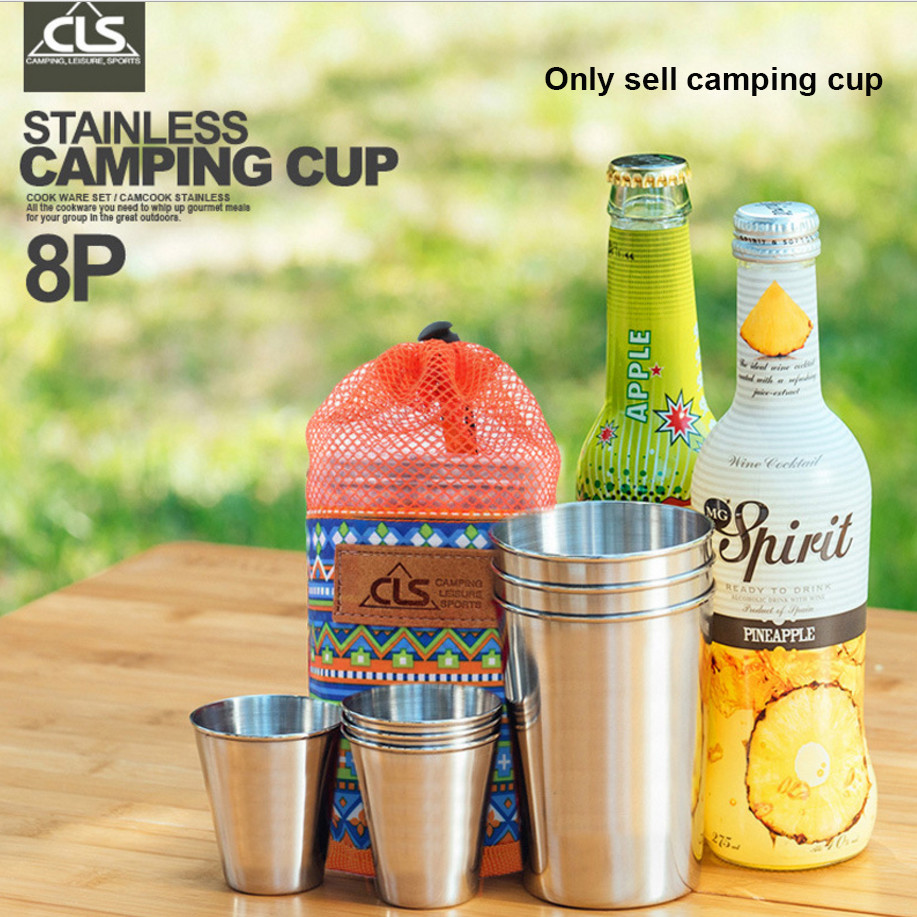 8pcs 304 Stainless Steel Picnic Cup Wine Beer Coffee Mug Outdoor Camping Travel eBay
