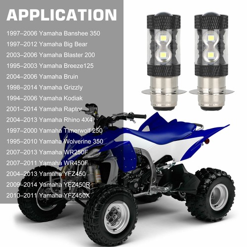 6000K HID White H6M LED Headlight For Yamaha YFZ450R Rhino 700 Raptor