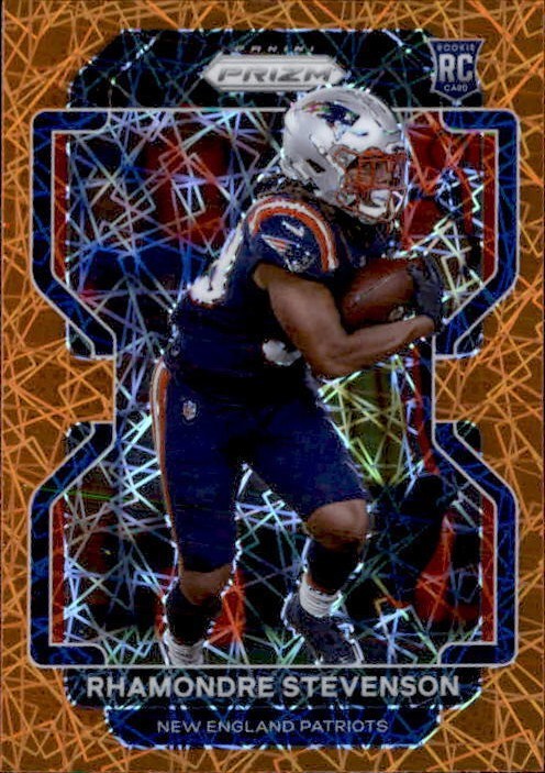Rhamondre Stevenson 2021 Panini Prizm Orange Lazer Rookie Card #367
