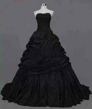Vintage Black Wedding Dresses Gothic Sweetheart Corset Sleeveless Bridal Gowns