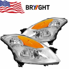 For 2007-2009 Nissan Altima Sedan Chrome Housing Amber Corner Headlights Lamps