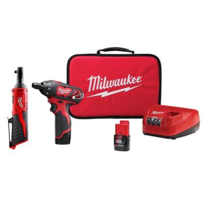 Milwaukee M12 12V Cordless 1/4 in. Hex Screwdriver and 1/4 in. Ratchet Combo Kit