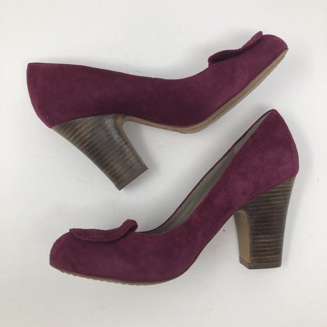 Hinge Nordstrom block heel magenta suede pump size 6.5 euc business casual urban | eBay