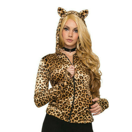 Leopard Hoodie With Ears Womens Adult 