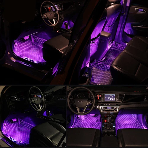Luces LED RGB Coche Interior Piso Atmósfera Tira Lámpara 48LED Súper Brillante - Imagen 10 de 14