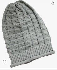 Women Men Rhombus Knit Beanie Oversize Winter Hat Ski Fleece Slouchy Cap