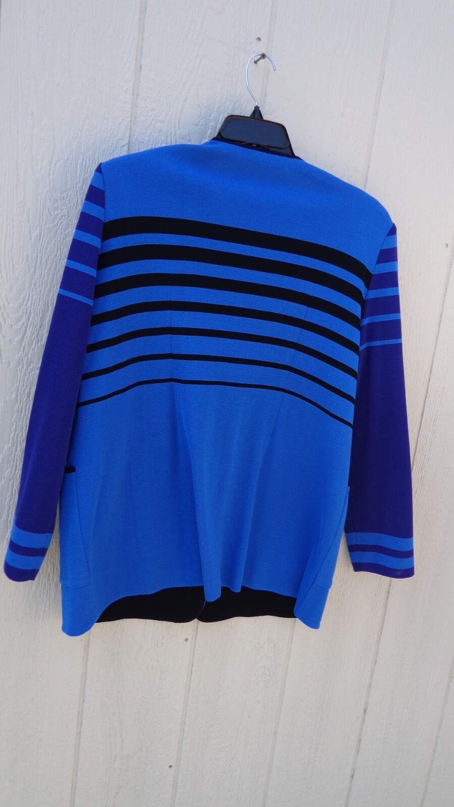 NICE Misook Multi Blue  Striped Front Zip Jacket … - image 9