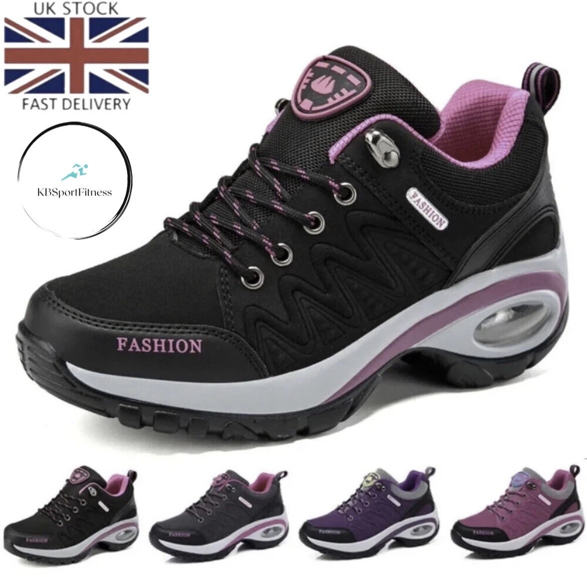 Womens Platform Mid Top Walking Boots Breathable Waterproof Ladies Hiking Shoes