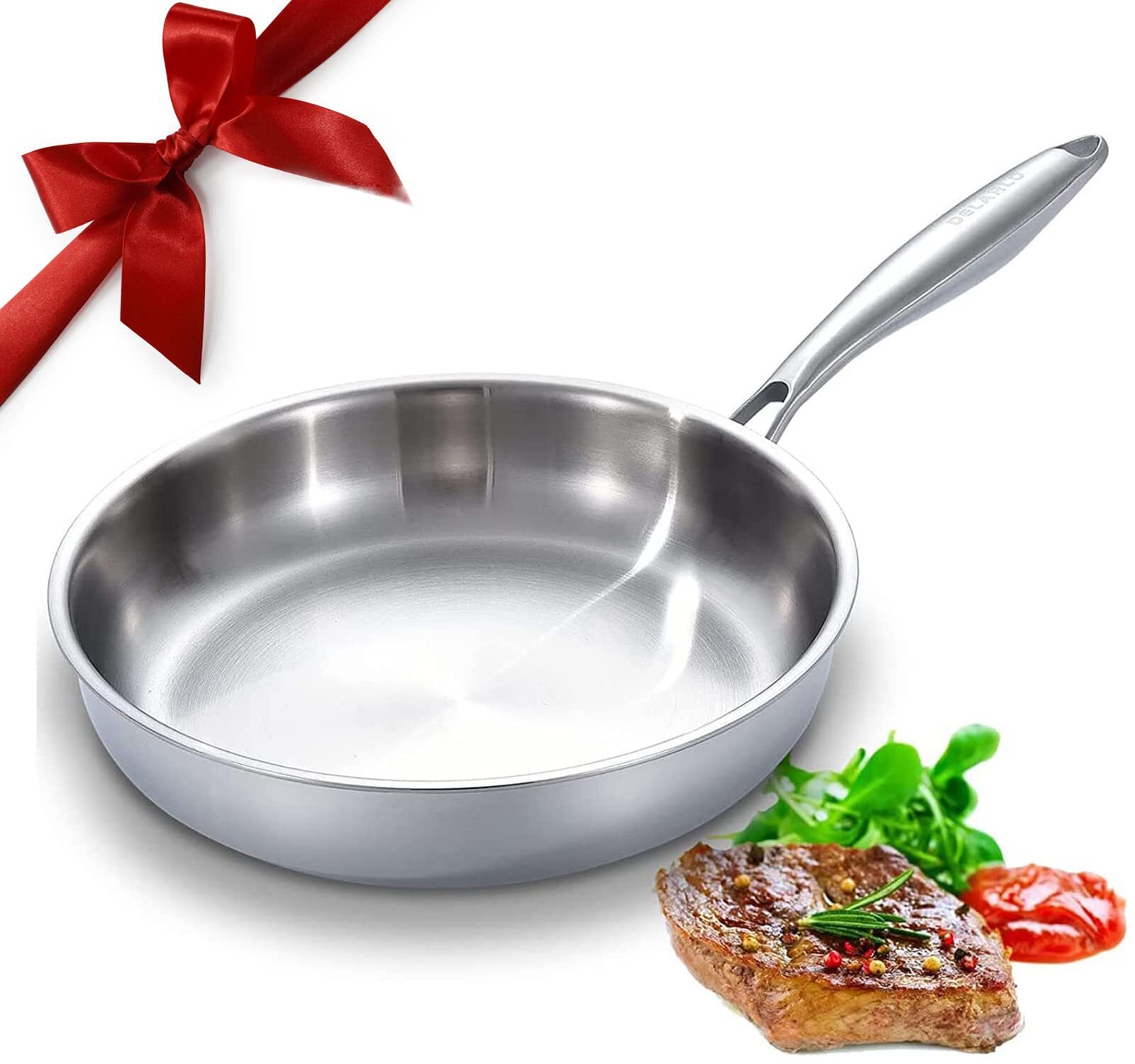 Whole body Tri-Ply Stainless Steel 12inch Frying Pan, All Cooktops Compatible...