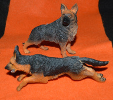 Pair of German Shepard Dog Figurines - Resin About 3.5" - 5" in Length/Height 