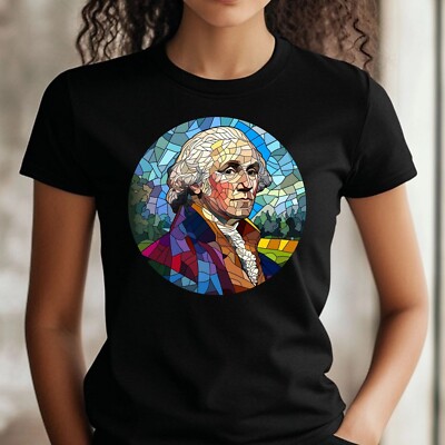 Frauen T-Shirt George Washington Buntglas Motiv Baumwolle Größe S bis 3XL