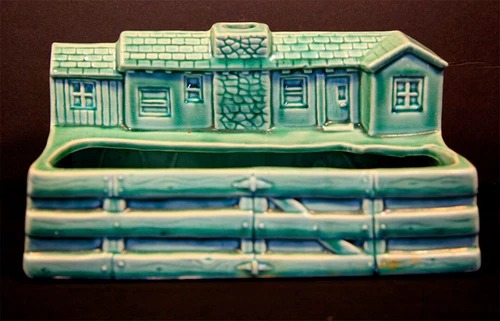 RARE! Brush McCoy Pottery High Glaze Green Ranch Planter Shape 888 Vintage from