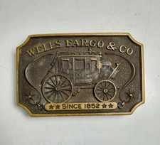 Vntg 1973 Wells Fargo  Co Since 1852 Brass Stagecoach Belt Buckle TC126 Patina